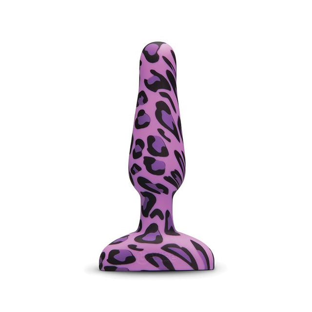 Purple and black leopard print bVibe Novice silicone butt plug