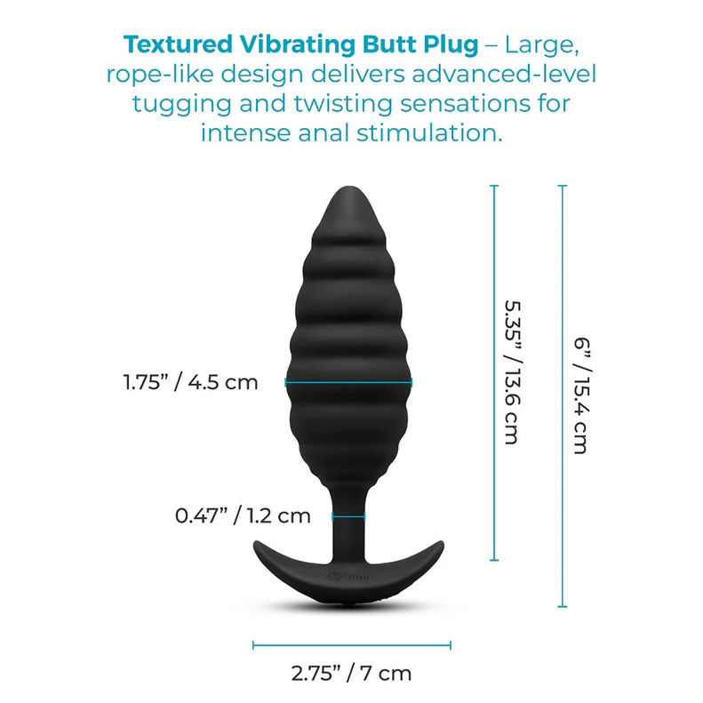 black silicone t base butt plug with twisting texture
