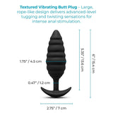 black silicone t base butt plug with twisting texture