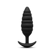 black silicone t base butt plug with twisting texture