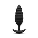 black silicone t base butt plug with twisting texture