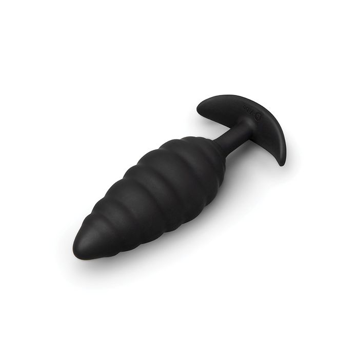 black silicone t base butt plug with twisting texture