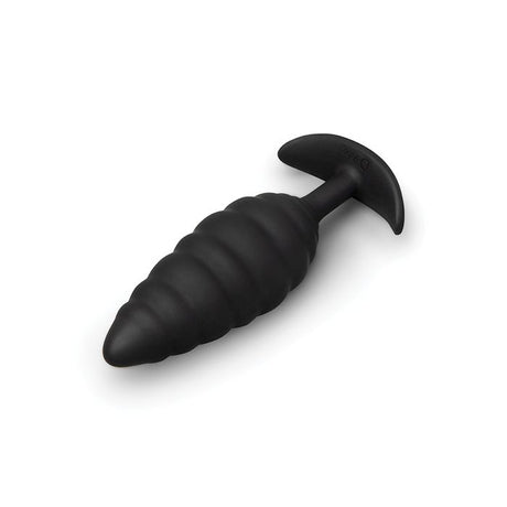 black silicone t base butt plug with twisting texture
