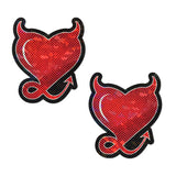 Red Glitter Devil Heart Pasties