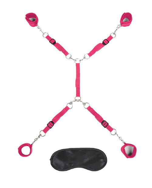 Lux Fetish Hot Pink 7-Piece Bed Spreader Playful Restraint System