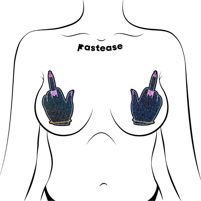 Pastease Glitter Fuck You Middle Finger Pasties