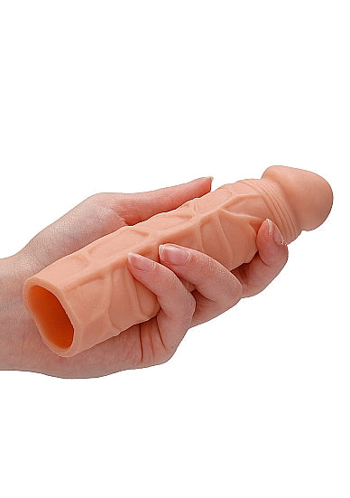 Real Rock Penis Extender Sleeve 7 inch - Tan - Vanilla