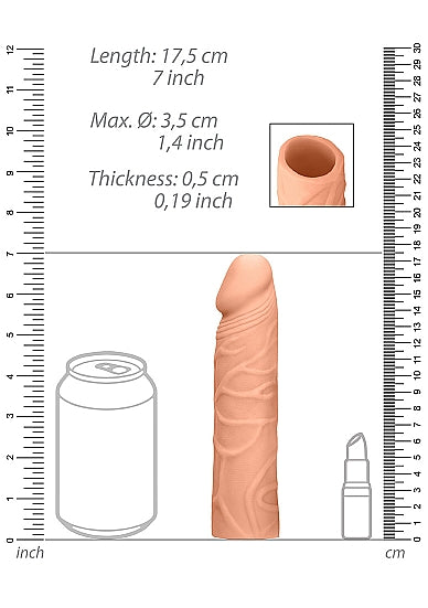 Real Rock Penis Extender Sleeve 7 inch - Tan - Vanilla