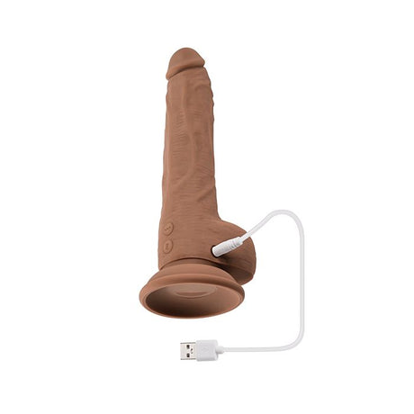 Thrust In Me Thrusting Vibrating 9.25 in. Silicone Dildo