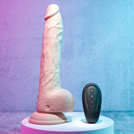 Thrust In Me Thrusting Vibrating 9.25 in. Silicone Dildo - All Colors