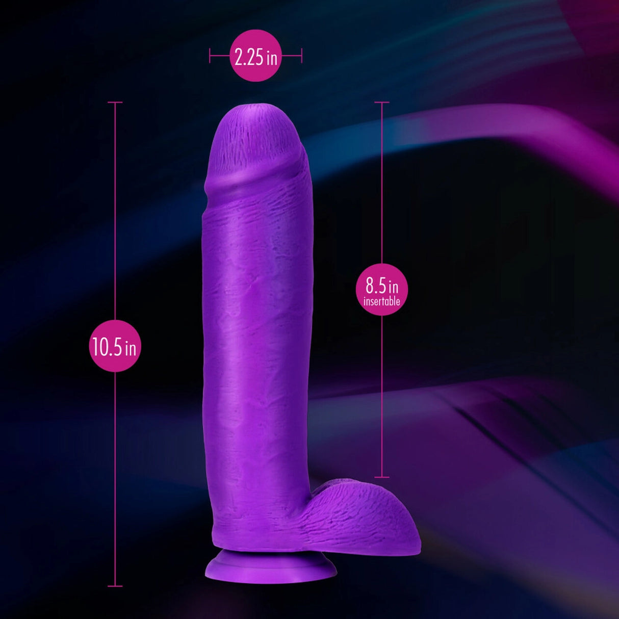 Neo Elite - 10 inch Silicone Dual Density Dildo with Balls - Purple