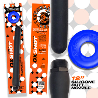 Oxballs OxShots Silicone 12 inch Shower Butt Nozzle w/ Cockring