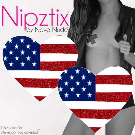 American Flag Heart Nipple Cover Pasties