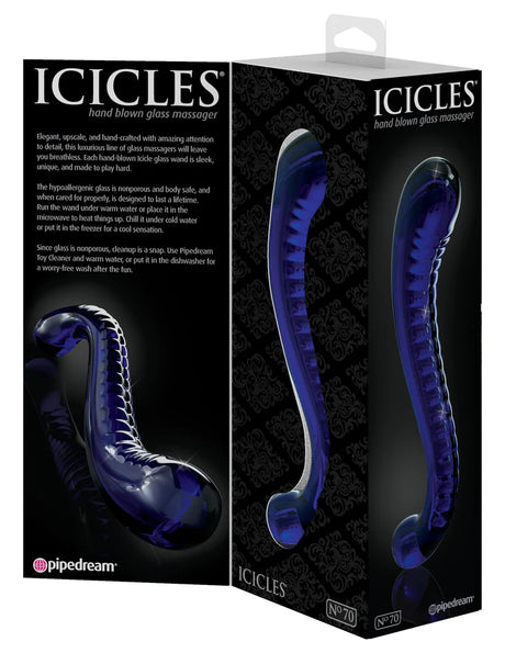 Icicles No. 70 Curved Dual-Ended Glass Dildo Blue