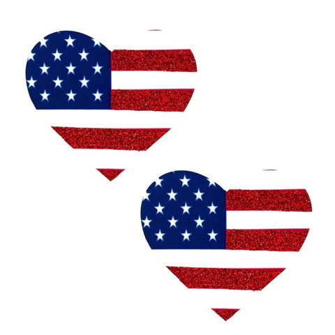 American Flag Heart Nipple Cover Pasties