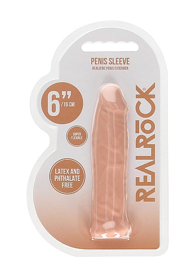 Real Rock Penis Extender Sleeve  6 inch - Vanilla - Tan