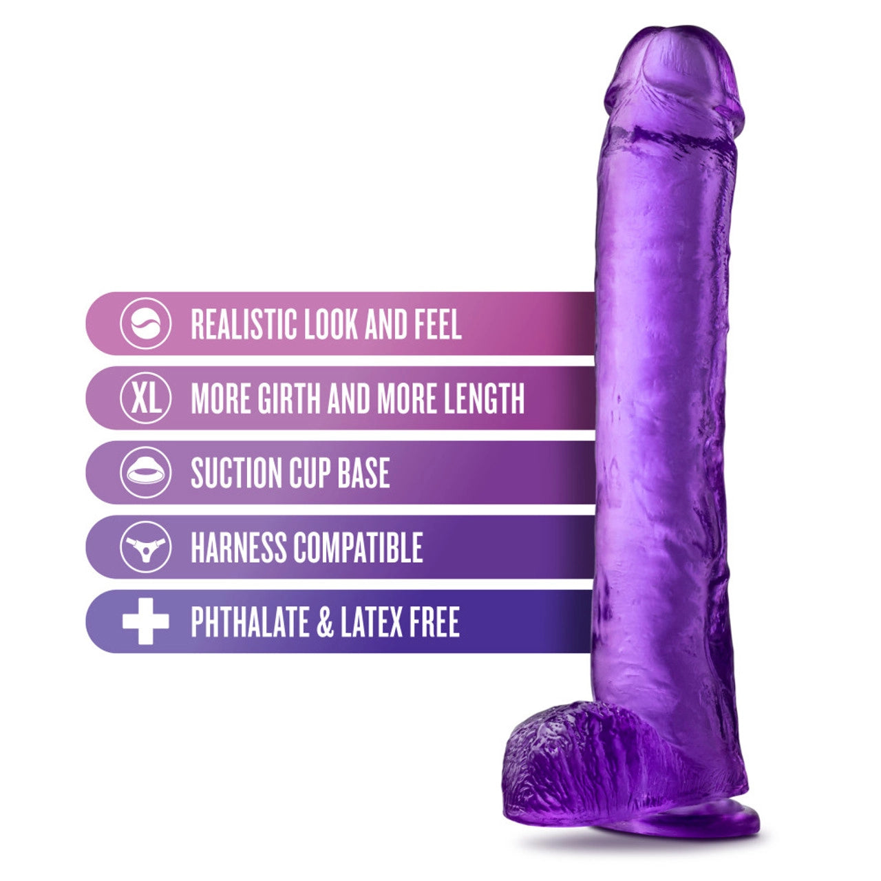B Yours Plus Hefty n' Hung 14 inch Purple Dildo
