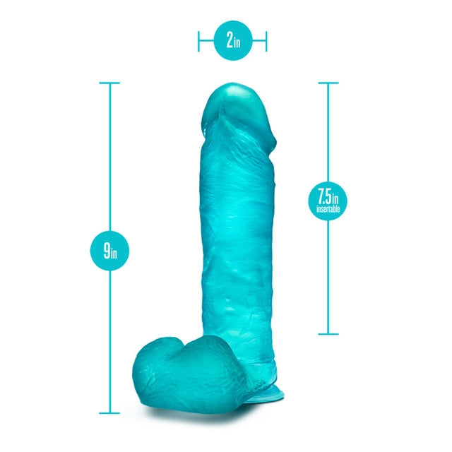 B Yours Plus Mount n' Moan 9 inch Teal Dildo