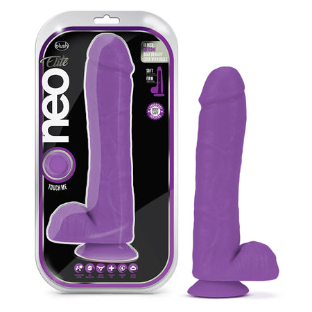 Neo Elite 11 inch Silicone Dual Density Dildo with Balls -Pink/Purple