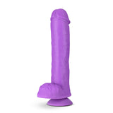 Neo Elite 11 inch Silicone Dual Density Dildo with Balls -Pink/Purple