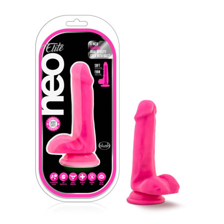 Neo Elite 6 inch Silicone Dual Density Cock with Balls -  Green/Pink