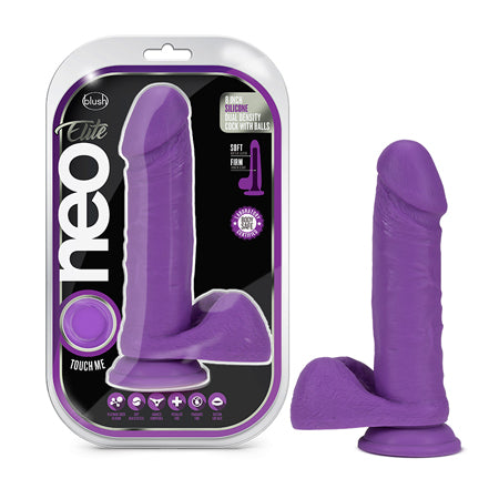 Neo Elite 8 Inch Silicone Dual Density Dildo with Balls