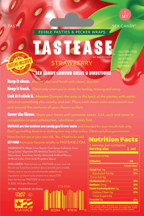 Tastease by Pastease Strawberry Candy Edible Pasties & Pecker Wraps