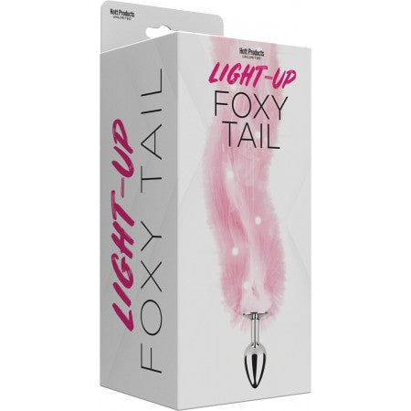 Foxy Tail Light Up Pink Fur Butt Plug With Multicolored Light Pattern