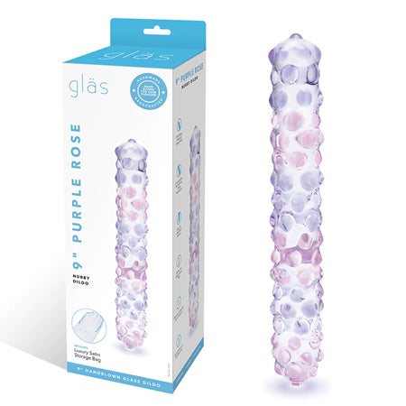 Purple Rose Nubby Glass Dildo 9 inch