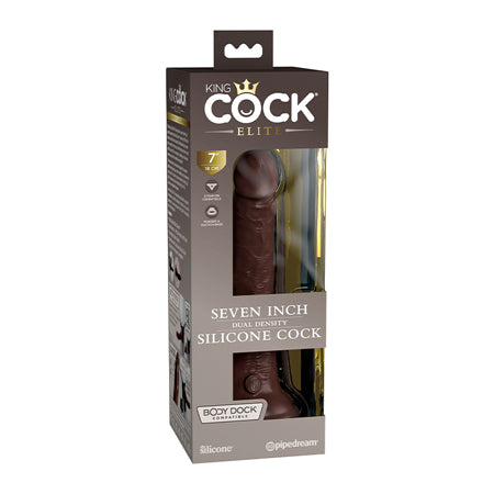 King Cock Elite Silicone Dual-Density Cock Dildo 7 in. Brown