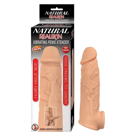 Natural Realskin Vibrating Penis Xtender - White 