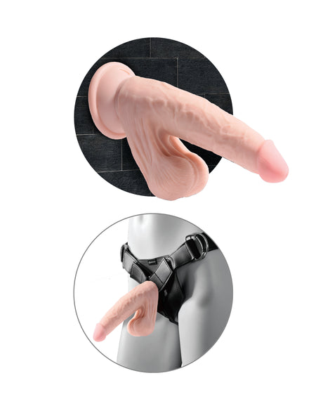 King Cock Triple Density Cock Dildo 7 in with Swinging Balls - Light