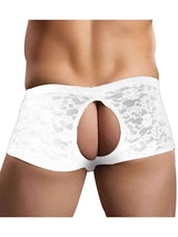 Stretch Lace Double Pleasure Short White S/M