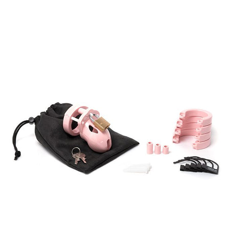 Mr Stubb 1.75" Chastity Cock Cage Kit - Pink - Clear