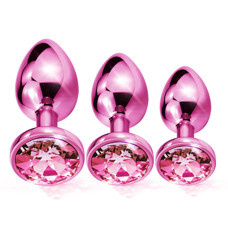 Nixie Metal Jeweled Butt Plug Trainer Set 3-Piece Metallic