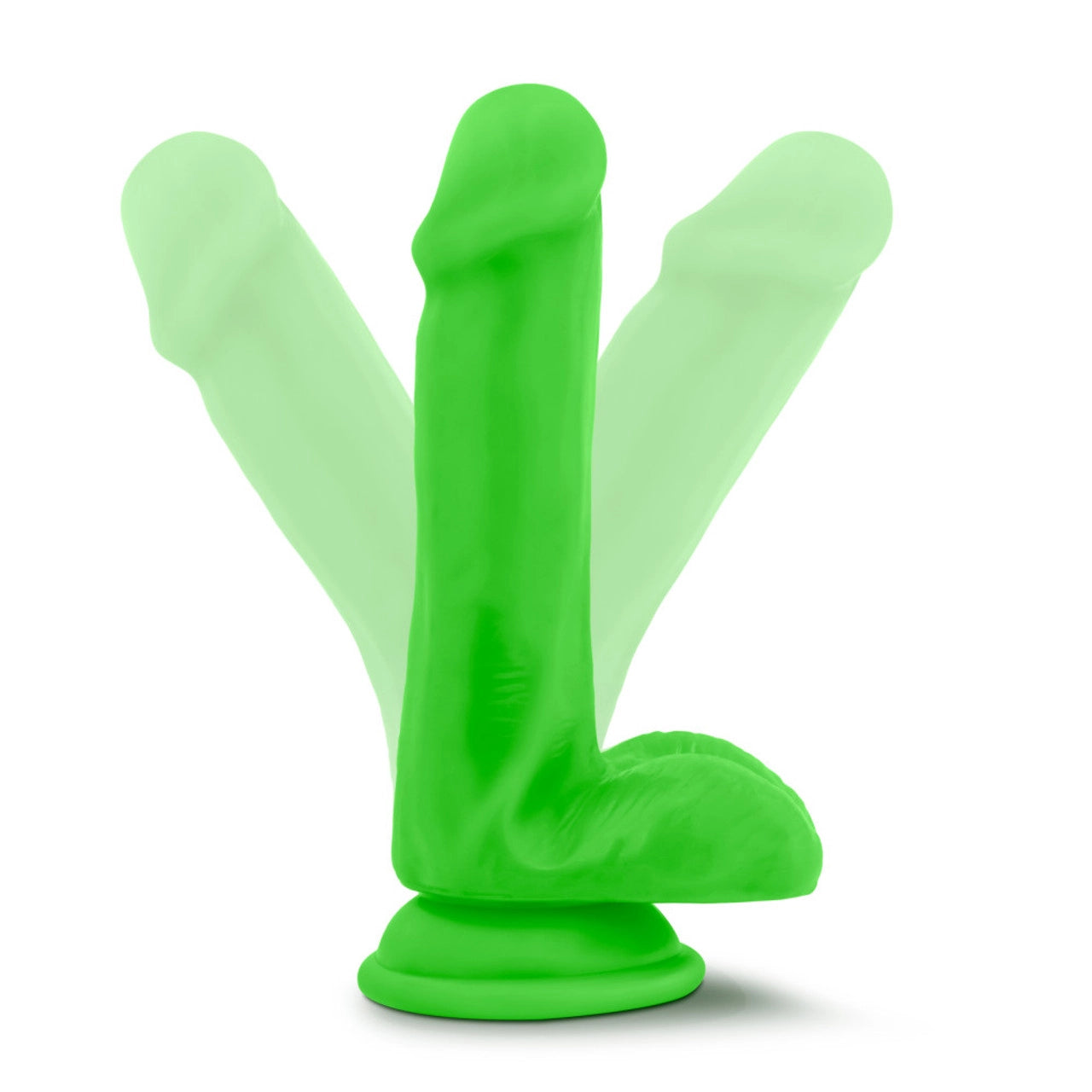 Neo Elite 6 inch Silicone Dual Density Cock with Balls -  Green/Pink