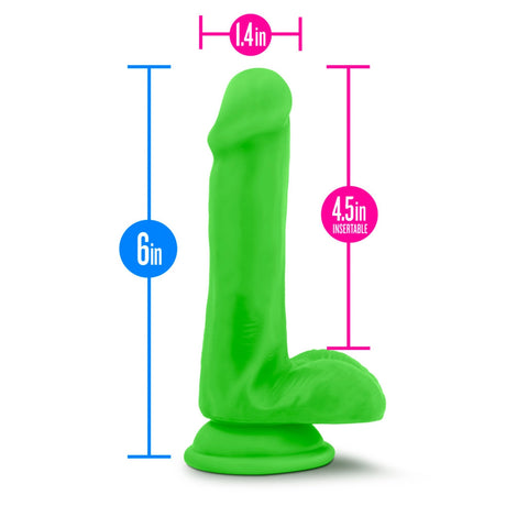 Neo Elite 6 inch Silicone Dual Density Cock with Balls -  Green/Pink