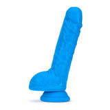 Neo Elite 9 Inch Silicone Dual Density Dildo with Balls - Pink/Blue