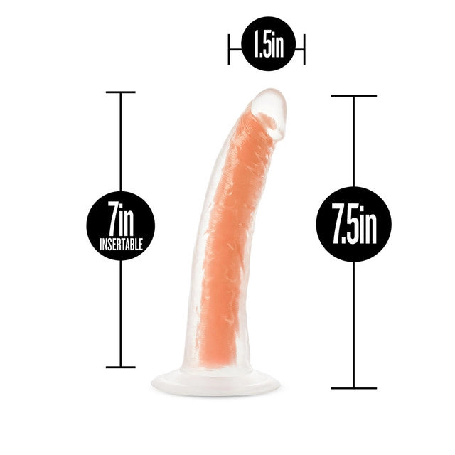 Neo Elite Glow In The Dark 7.5"  Silicone Dual Density Dildo - Neon Orange