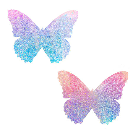 Neva Nude Butterfly Blue & Pink Iridescent Pasties