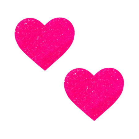 Watermelly Pink Blacklight Glitter Heart Nipple Cover Pasties