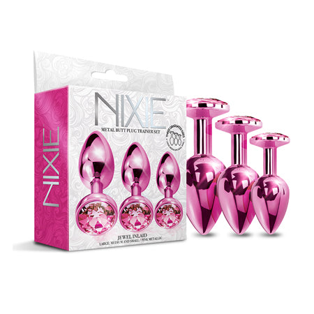 Nixie Metal Jeweled Butt Plug Trainer Set 3-Piece Metallic