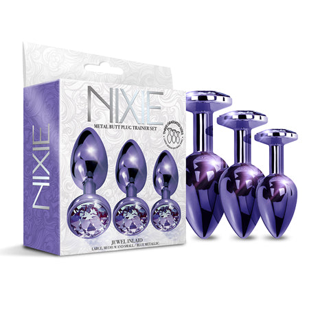 Nixie Metal Jeweled Butt Plug Trainer Set 3-Piece Metallic