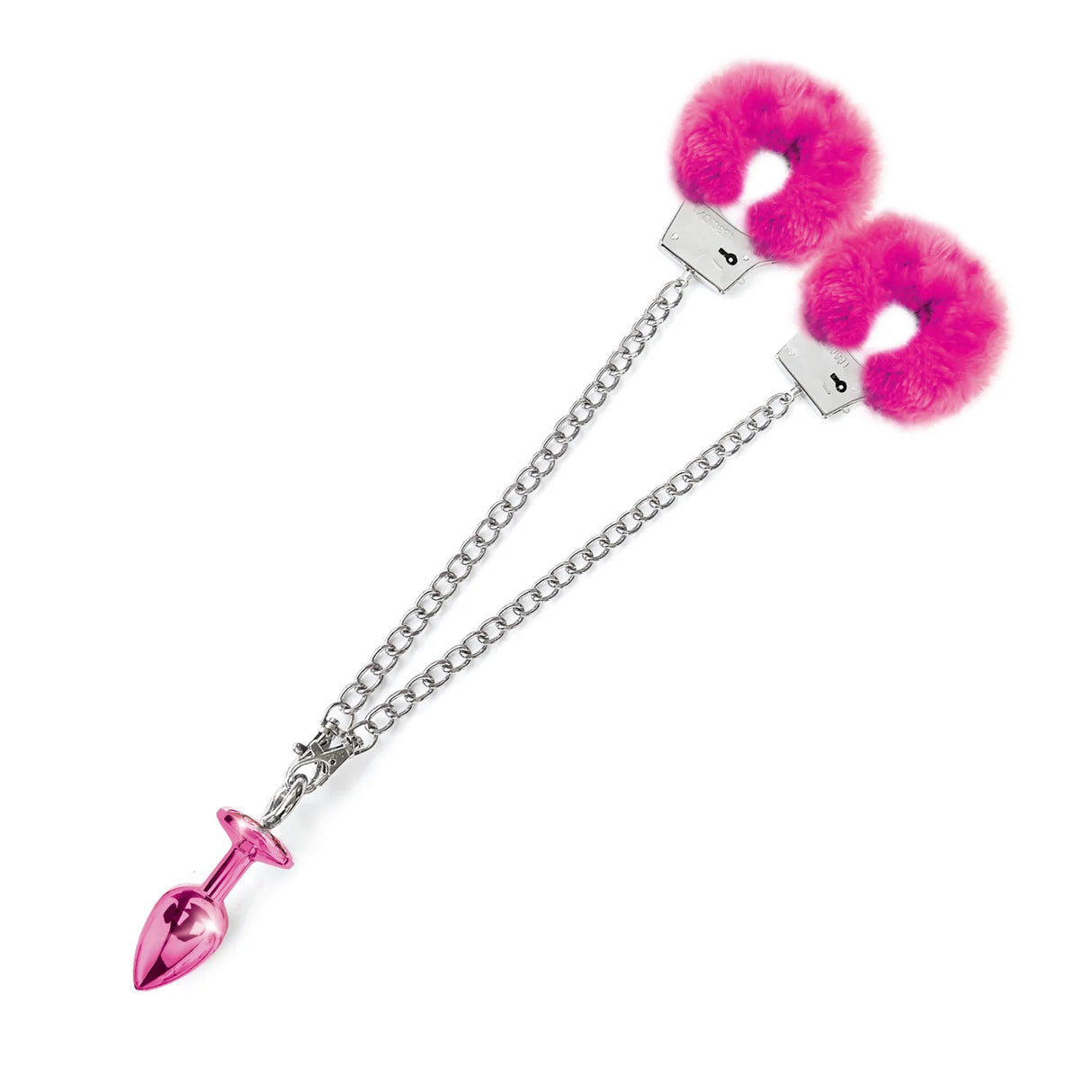 Nixie Metal Butt Plug & Furry Handcuff Set Medium - All Colors