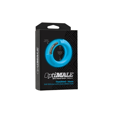 OptiMALE FlexiSteel Silicone Metal Core CockRing 2 sizes- Blue - Black
