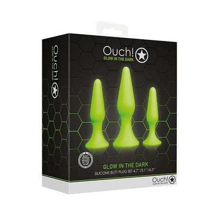 Ouch! Glow in the Dark 3-Piece Silicone Anal Plug Set