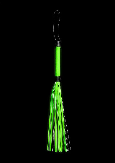 Ouch! Glow in the Dark Bonded Leather Flogger Neon Green