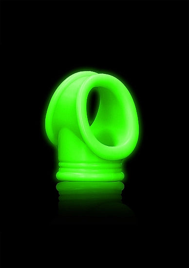 Ouch! Glow in the Dark Silicone Cockring & Ball Sling Neon Green