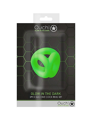 Ouch! Glow in the Dark Silicone Cock & Ball Sling Neon Green