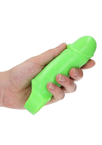 Ouch! Glow in the Dark Smooth Thick Stretchy Penis Sleeve 6.3in Neon Green